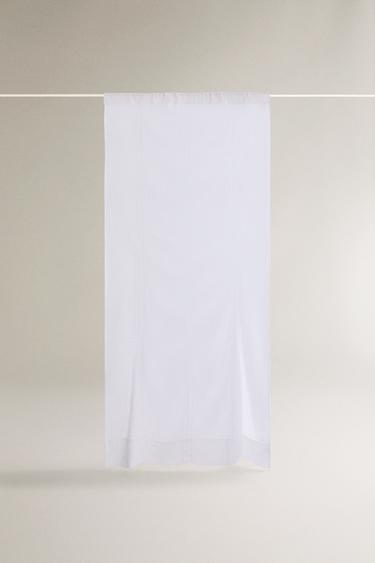 COTTON AND LINEN CURTAIN WITH EMBROIDERY - Oyster-white by Zara - Image 0