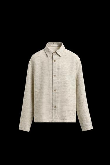 Zara CONTRAST TEXTURED OVERSHIRT - Cream - Image 0