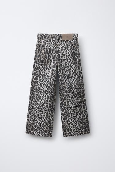 PANTALON DENIM WIDE LEG ANIMAL PRINT - Marron de Zara - Image 1