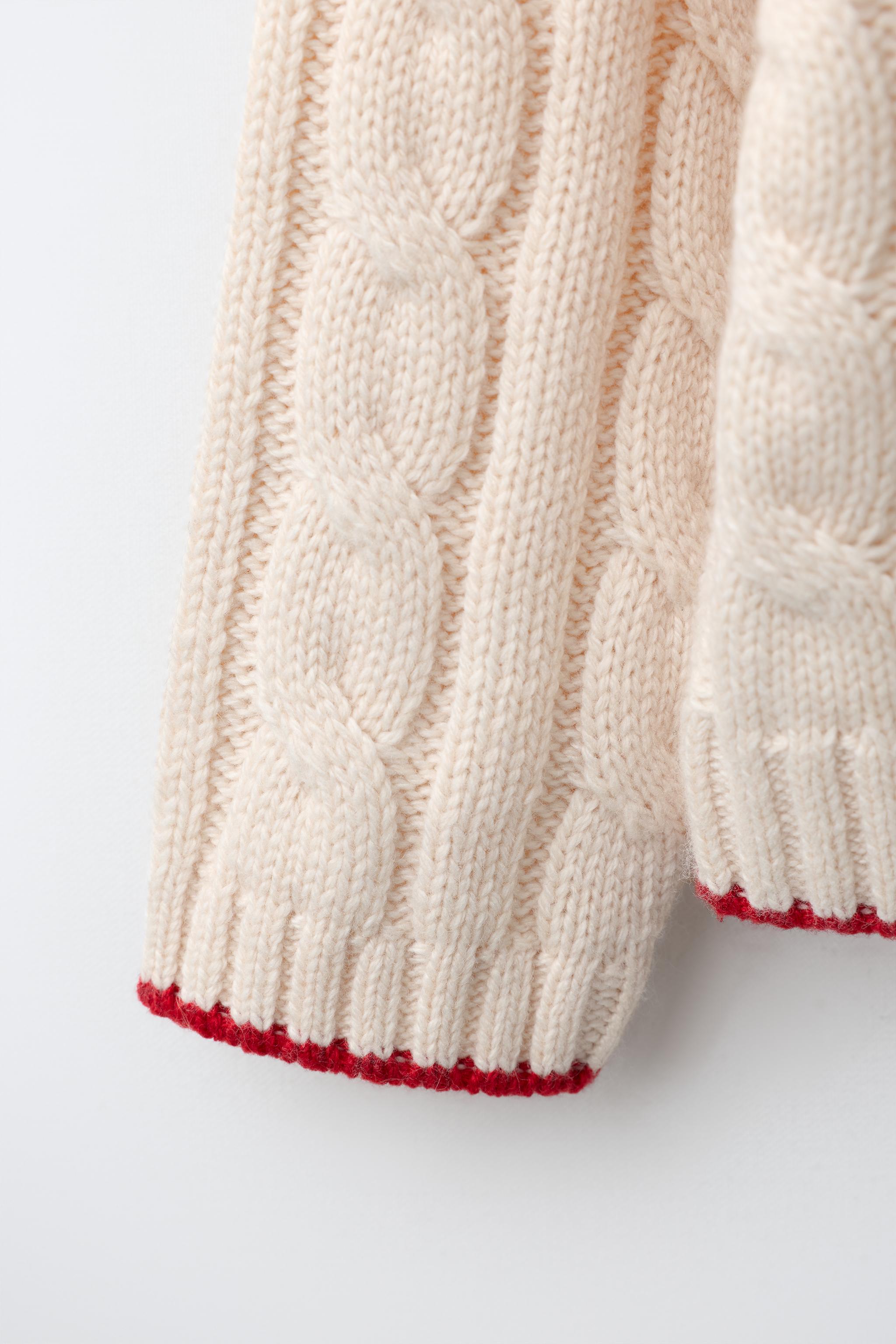 CABLE-KNIT CARDIGAN WITH DOG DETAIL AND WOOL BLEND