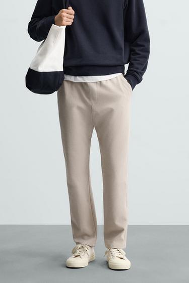 COMFORT FIT JOGGER WAIST TROUSERS - Beige by Zara