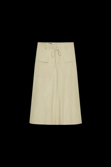 Zara CARGO MIDI SKIRT - Light khaki - Image 0