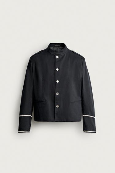 CONTRAST CROPPED FIT JACKET - Blue by Zara