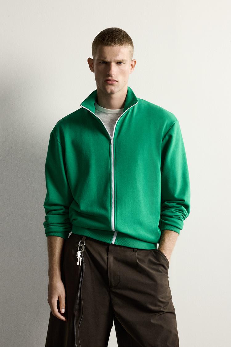 Sudadera de corte relajado con cremallera de contraste 2