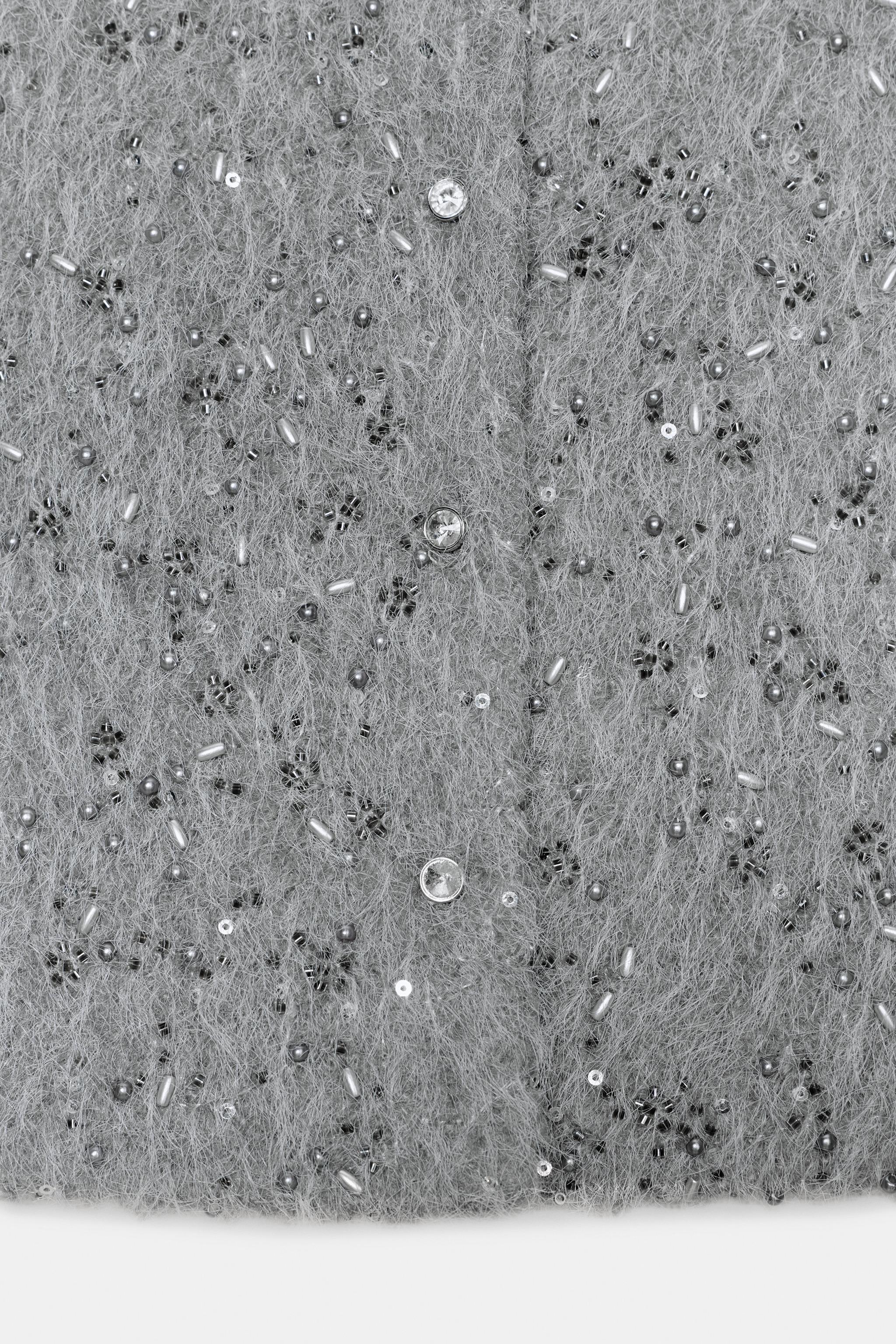 FAUX FUR BEADED JACKET