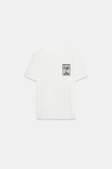 T-SHIRT WITH ORGANZA SLOGAN - white by Zara