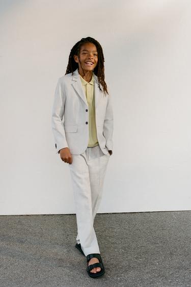 Blazer sastre de algodón y lino