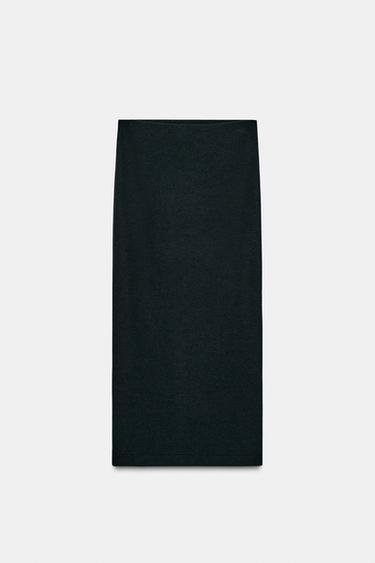 Zara 柔軟中長裙 - 煤灰色