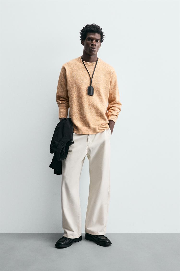 REGULAR FIT TEXTURED SWEATER Tangerine ZARA New Zealand