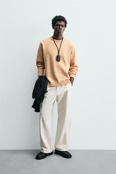 Zara REGULAR FIT TEXTURED KNIT SWEATER - Tangerine - Image 0