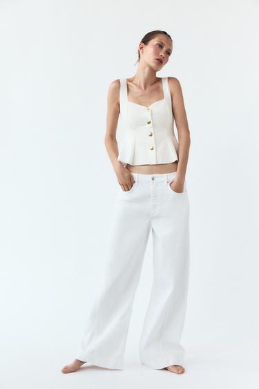 PEPLUM STRETCH VEST TOP - Oyster-white by Zara - Image 0