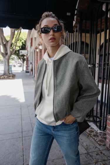 БОМБЕР ИЗ МЯГКОЙ ТКАНИ — СЕРЫЙ от Zara