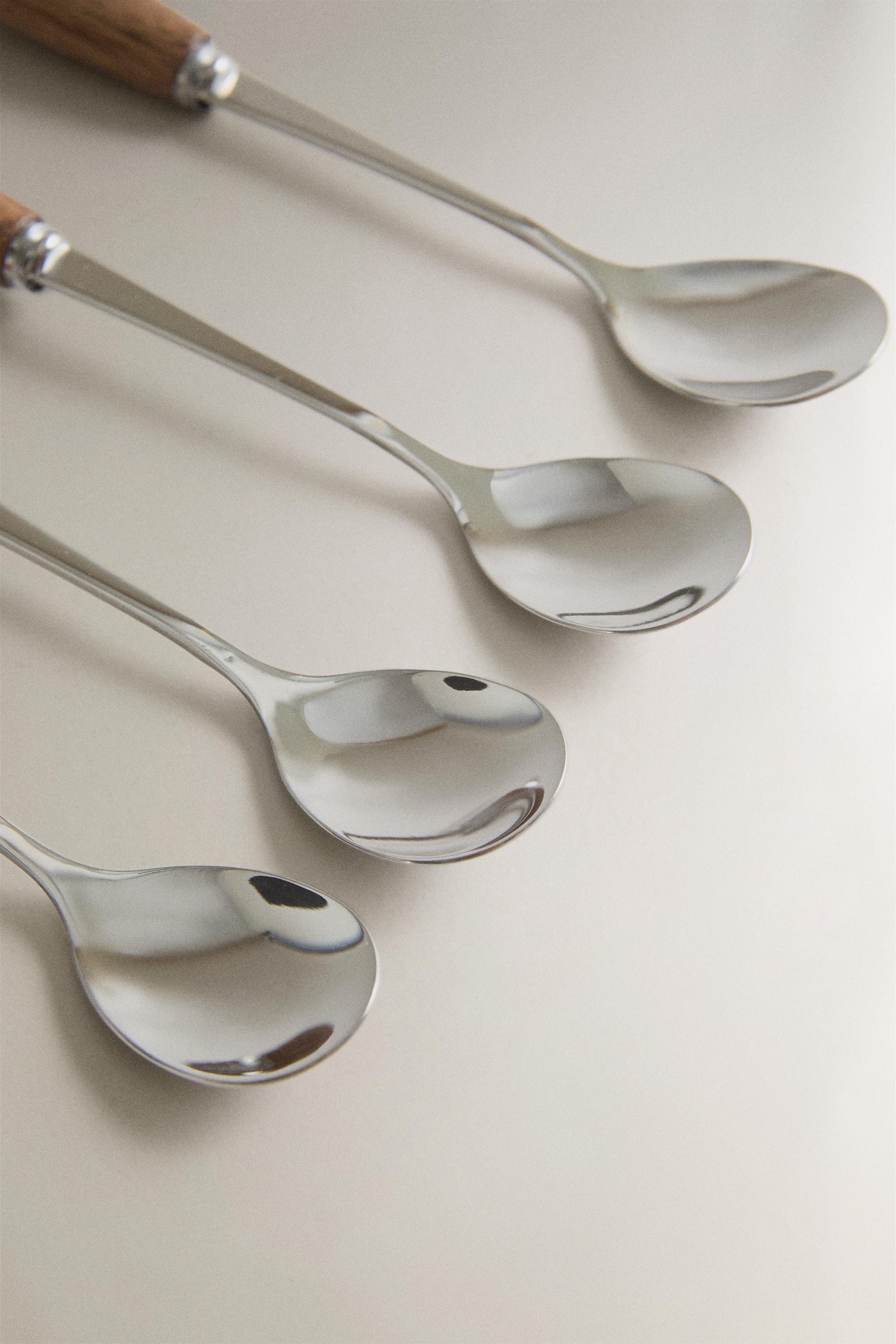 PACK OF WOODEN TEASPOONS (PACK OF 4) — Light beige