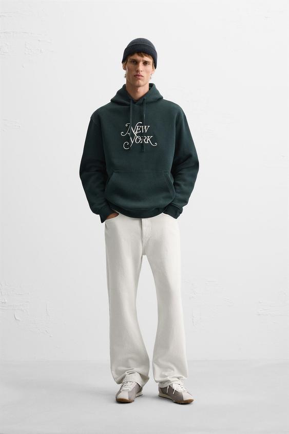 NEW YORK MAGAZINE EMBROIDERED HOODIE - Dark green | ZARA Ireland