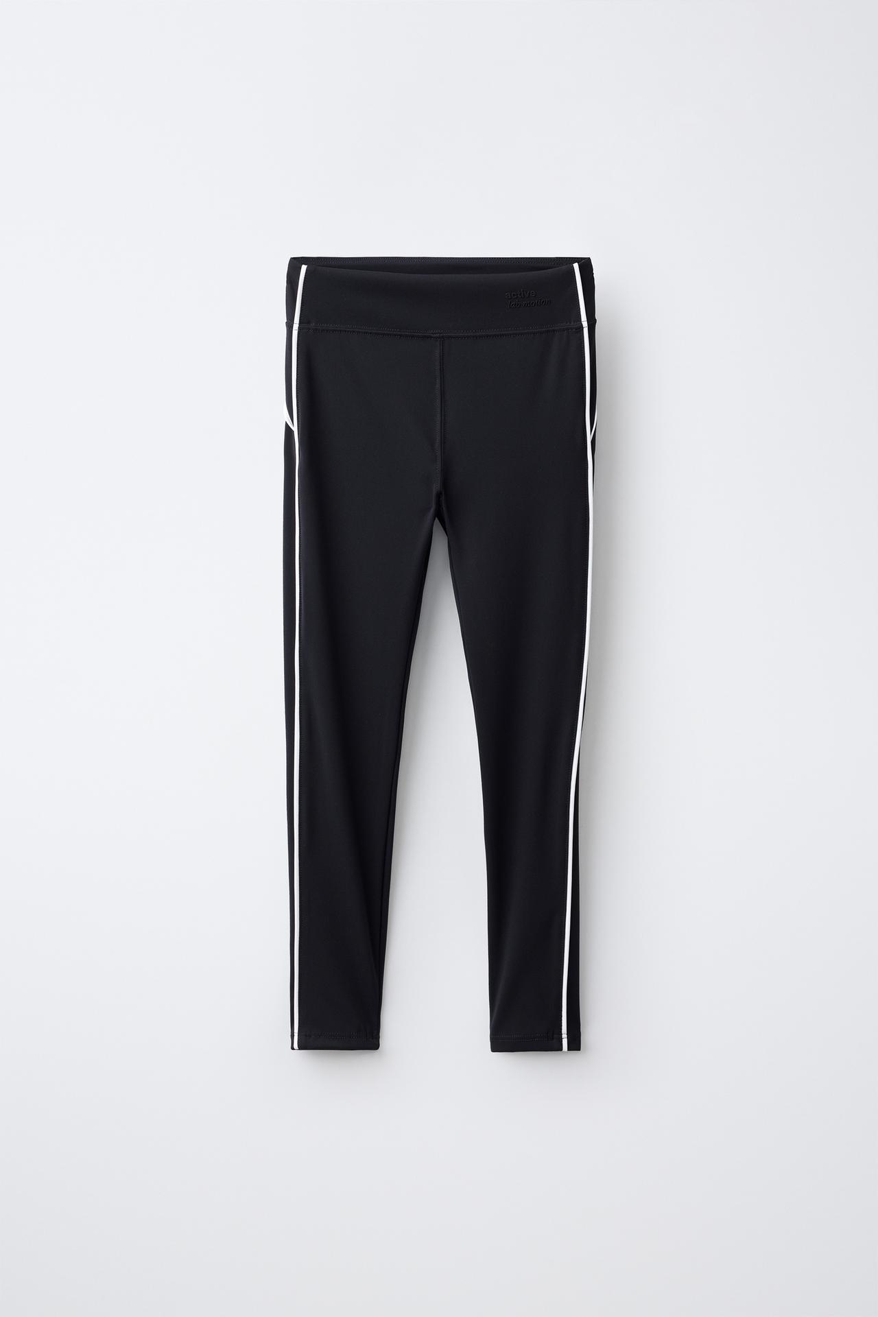 CONTRAST PIPING SPORTY LEGGINGS — Ink blue