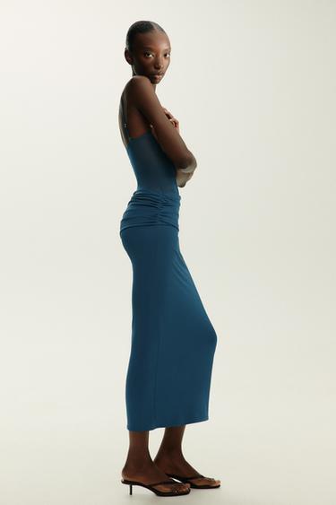 LONG CONTRAST TULLE DRESS - Blue by Zara - Image 3