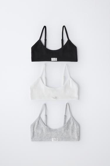 9-14 ANS/ LOT DE TROIS TOPS À DÉCOR ÉTIQUETTE - Blanc / Noir de Zara - Image 3