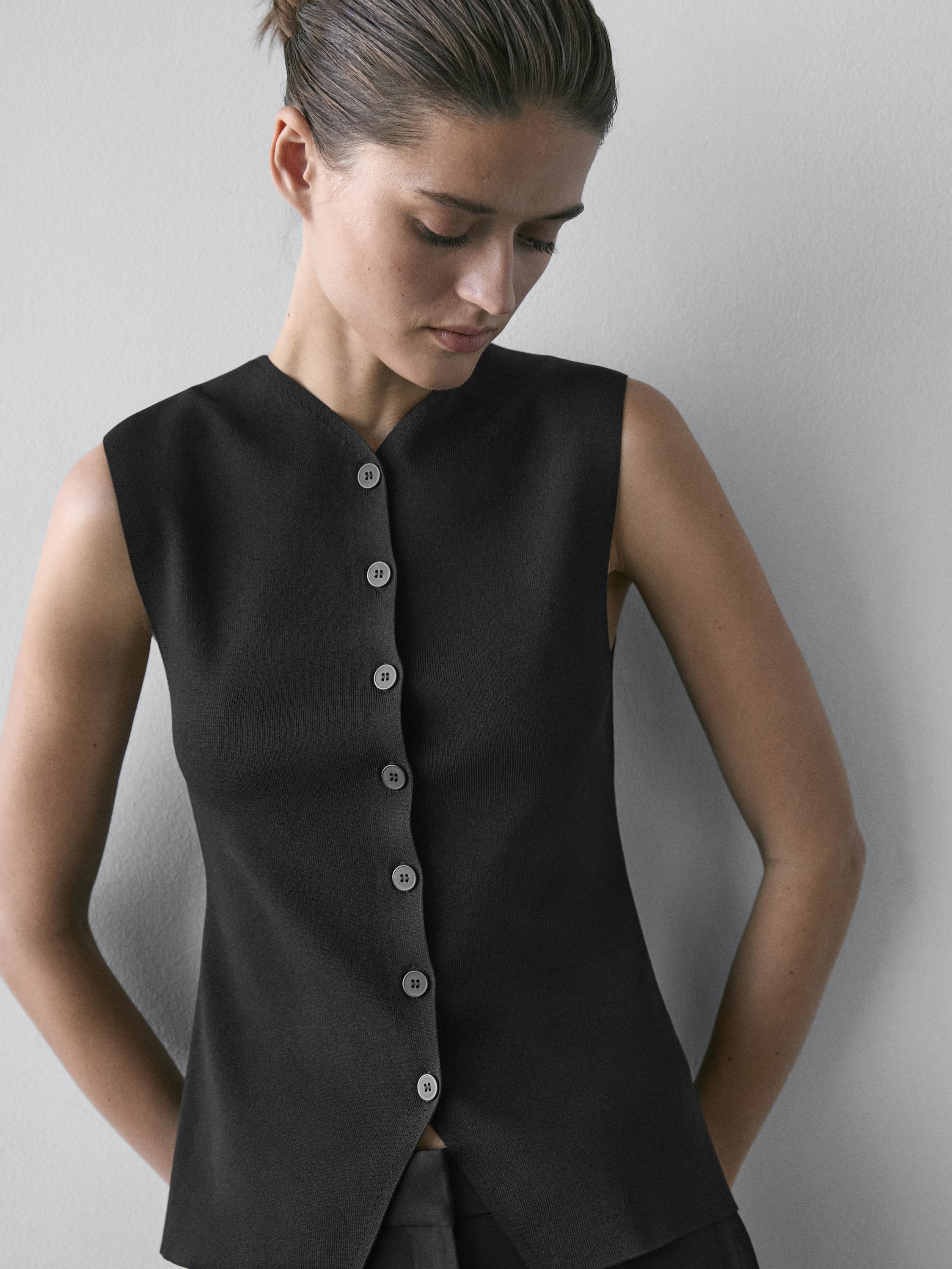V-neck vest with button details