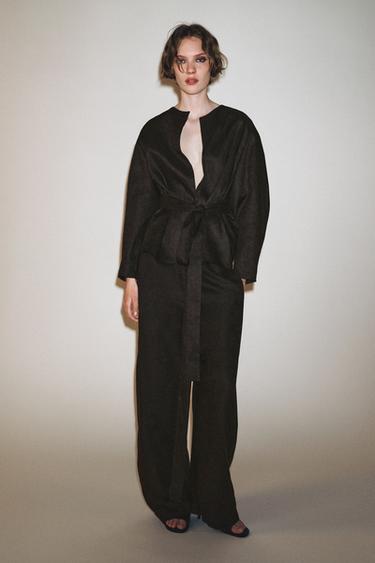 Zara 100% 亞麻氣球褲 ZW 系列 - 棕色