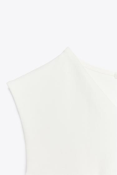SLEEVELESS INTERLOCK PEPLUM TOP - White by Zara - Image 6