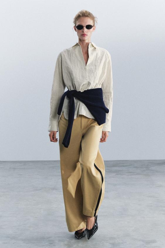 Zara PRUGASTA KOŠULJA ZW COLLECTION – crna / bela – Slika 0