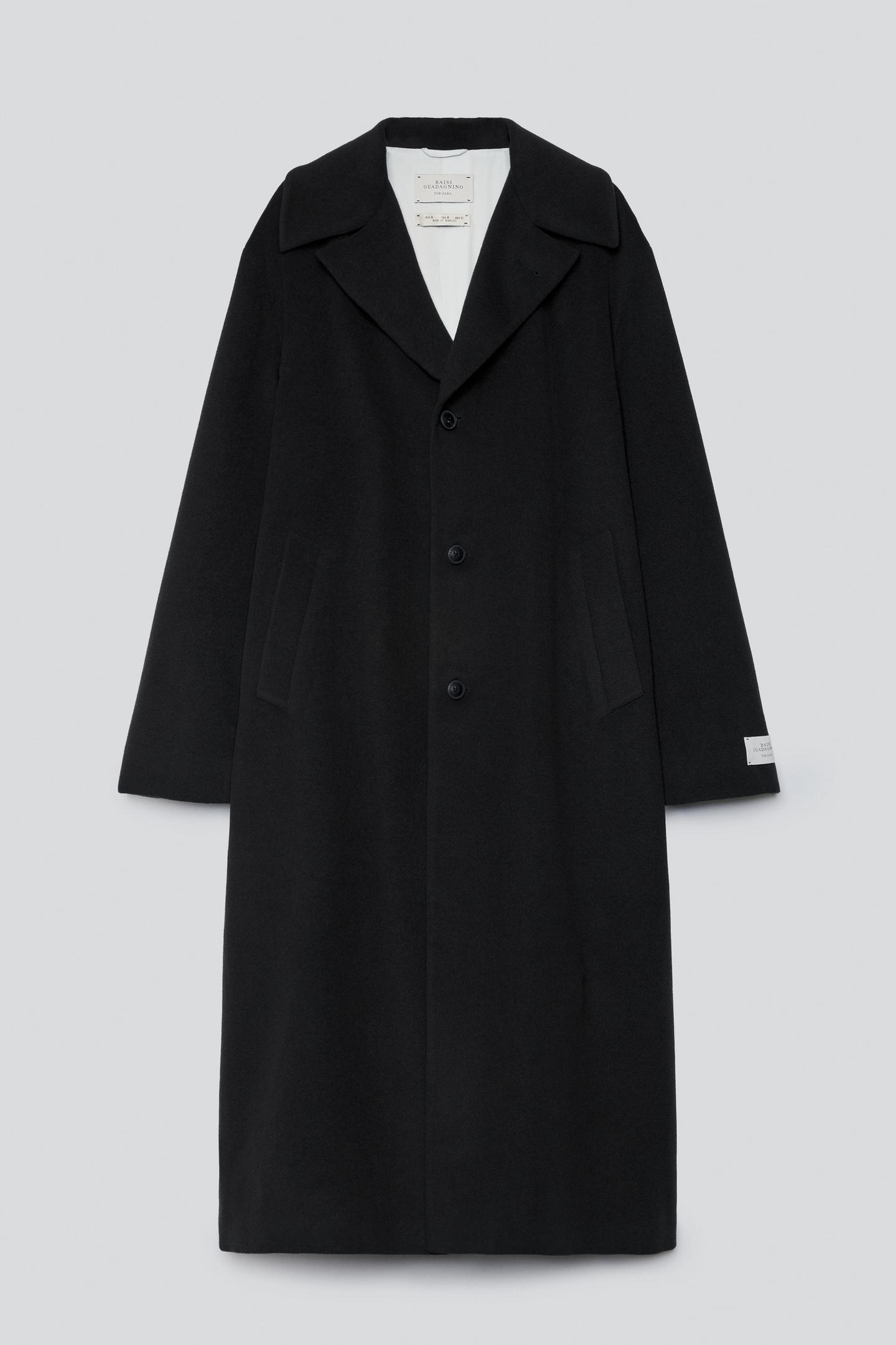 Мужское пальто Zara Contrast Long, цвет: Антрацитовый серый — фото 5
