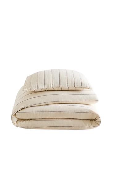COPRILETTO BAMBINI DOUBLE-FACE A QUADRI E RIGHE - Écru di Zara