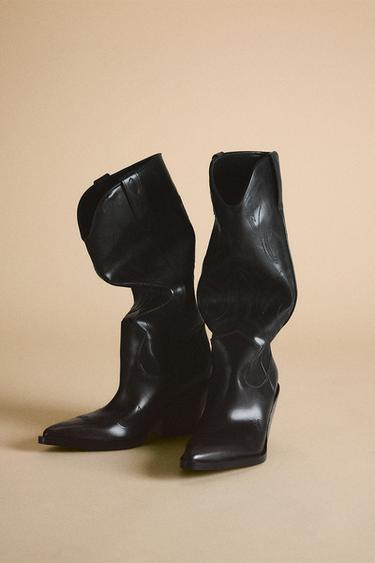 BOTES COWBOY BRODATS - Negre de Zara