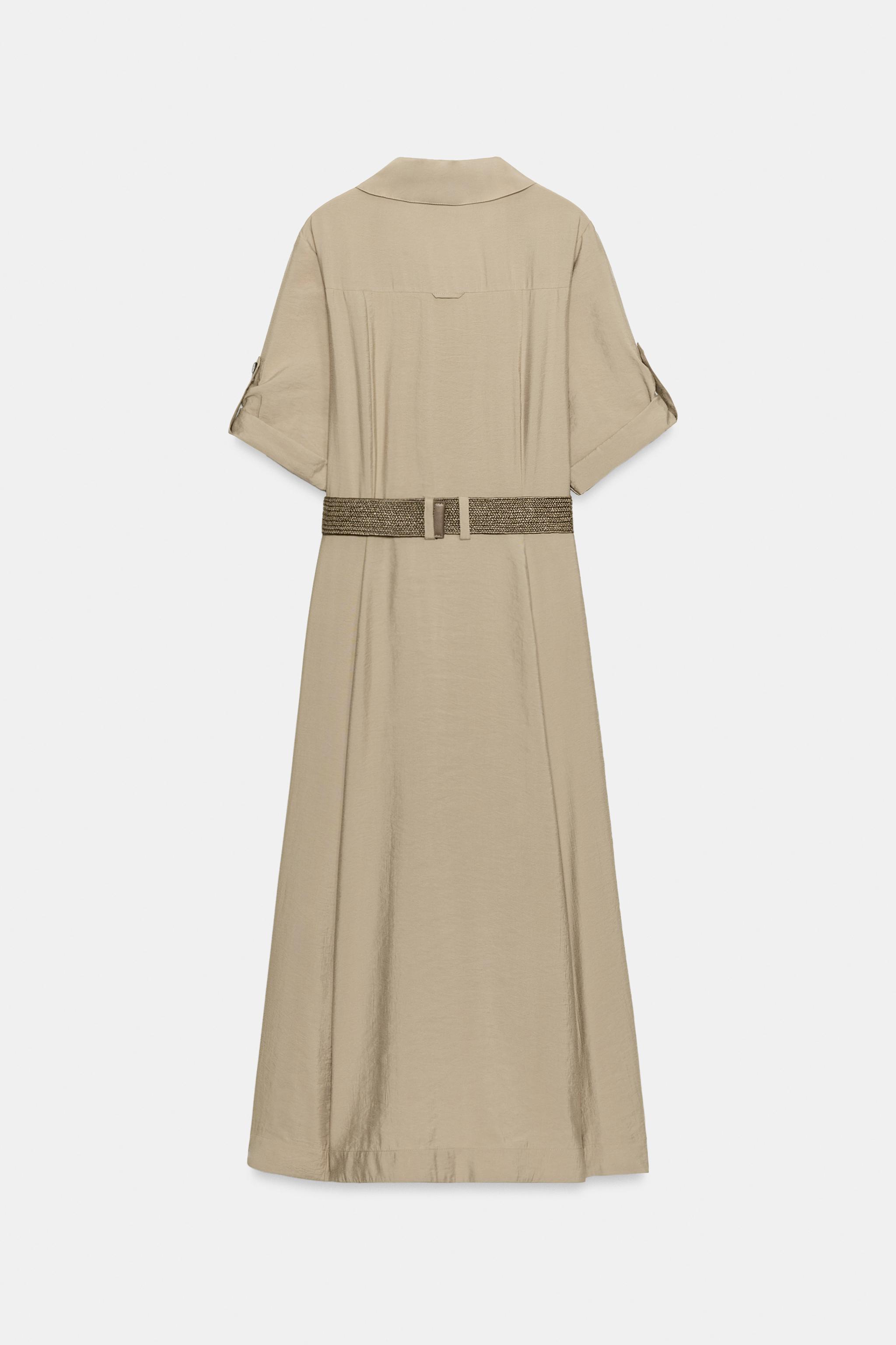 BELTED MIDI SHIRT DRESS