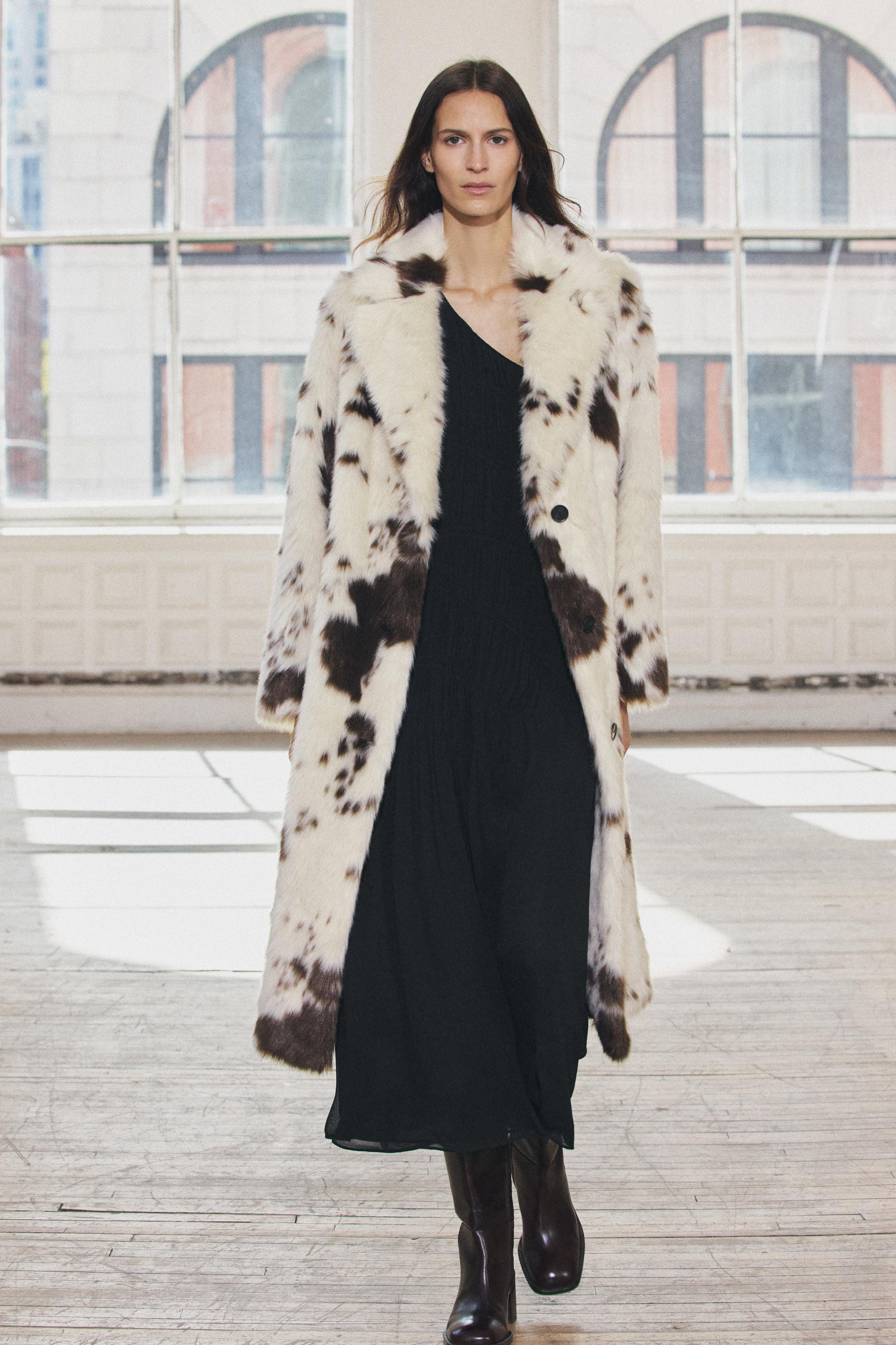 Long faux fur coat zara online