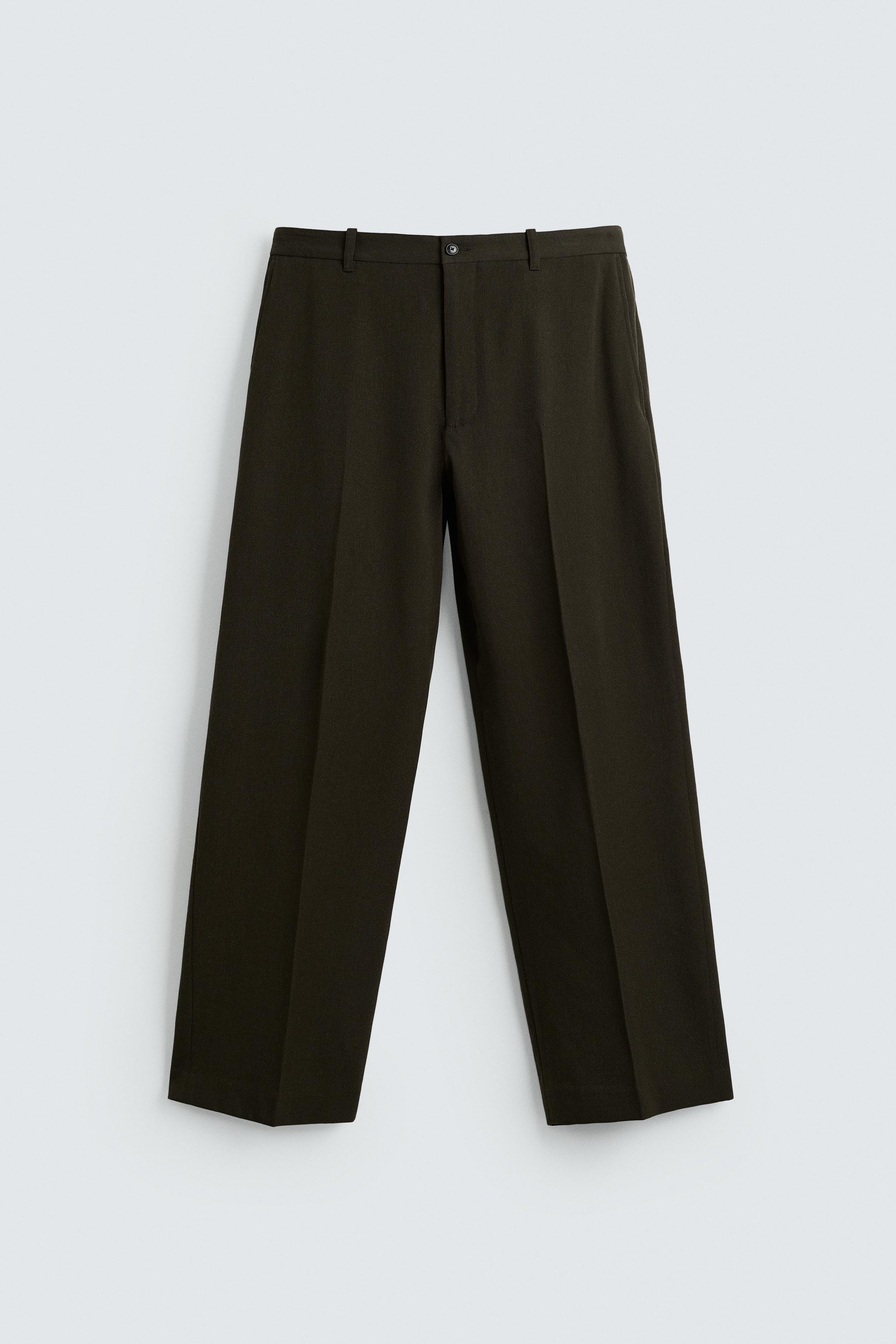 REGULAR FIT 100% WOOL PANTS - Black / Brown | ZARA Canada