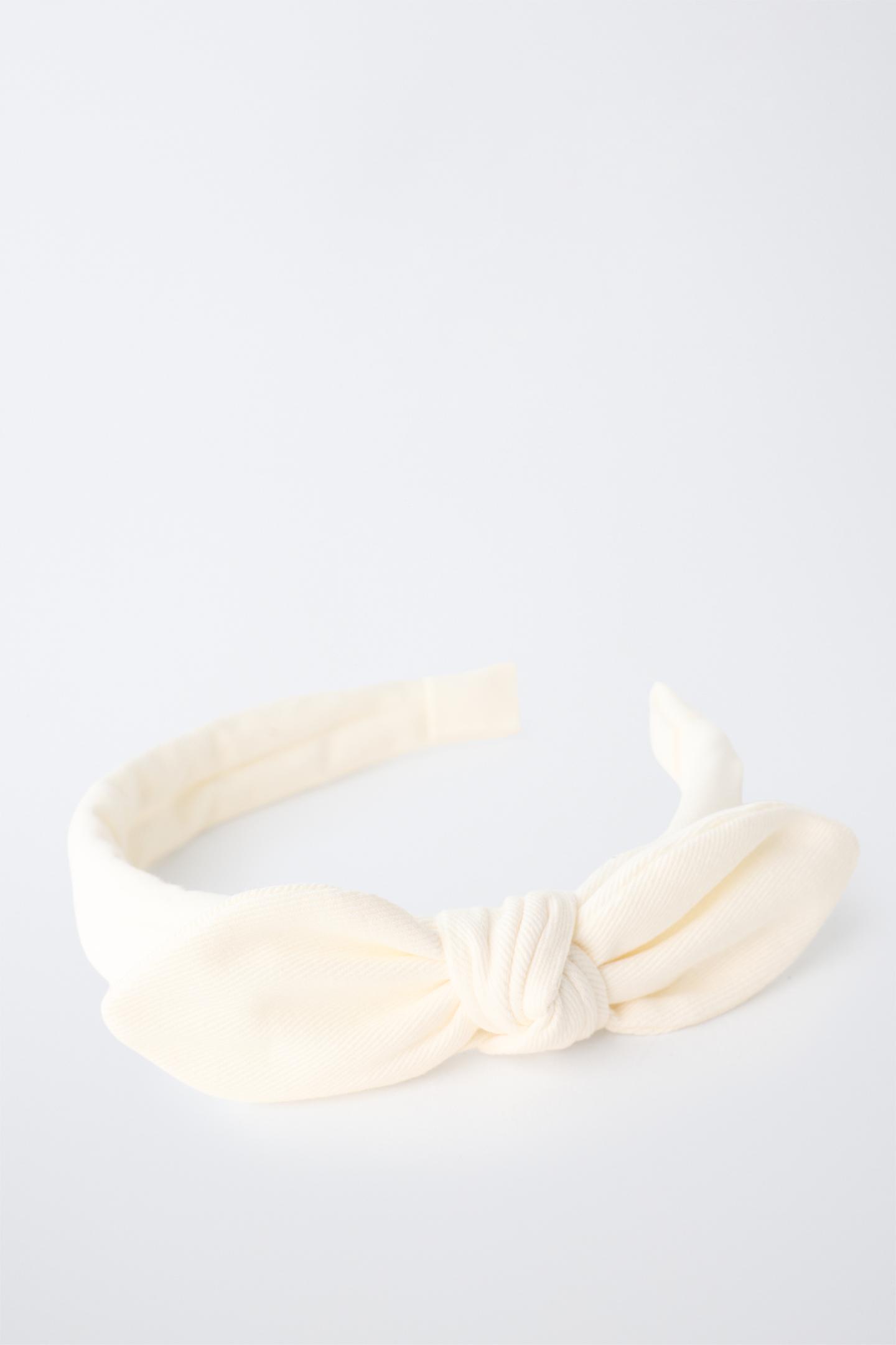Детские аксессуары для волос Zara Textured Bow Headband, цвет: Экрю — фото 3
