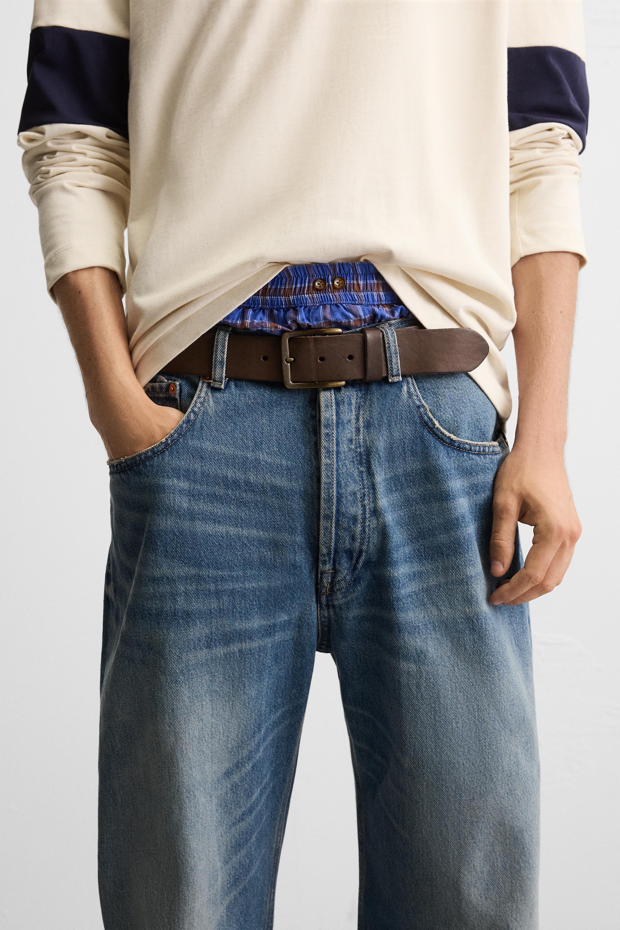 L　jean frill belt Women's Stylish Layered Ruffle Hem Bell Bottom Jeans High