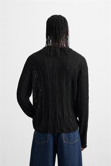 DECONSTRUCTED TEXTURED SWEATER - Black by Zara - Image 2
