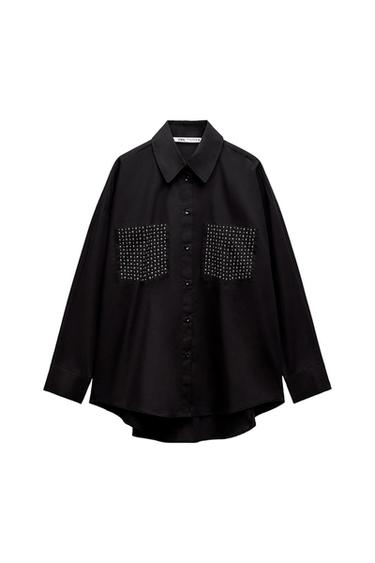 OVERSIZE STUDDED POPLIN SHIRT