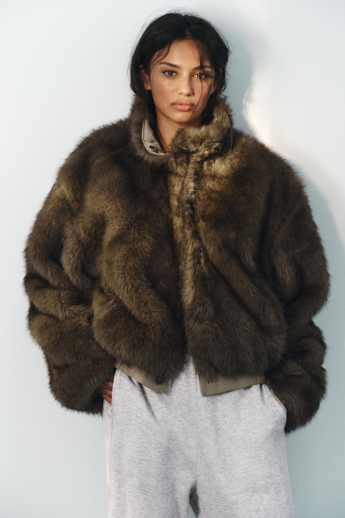Женская куртка Zara Reversible Faux Fur, цвет: Рыжевато-коричневый — фото 2