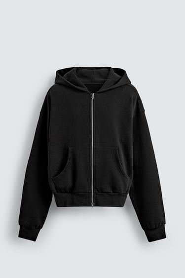 SWEAT À CAPUCHE COURT - Noir de Zara