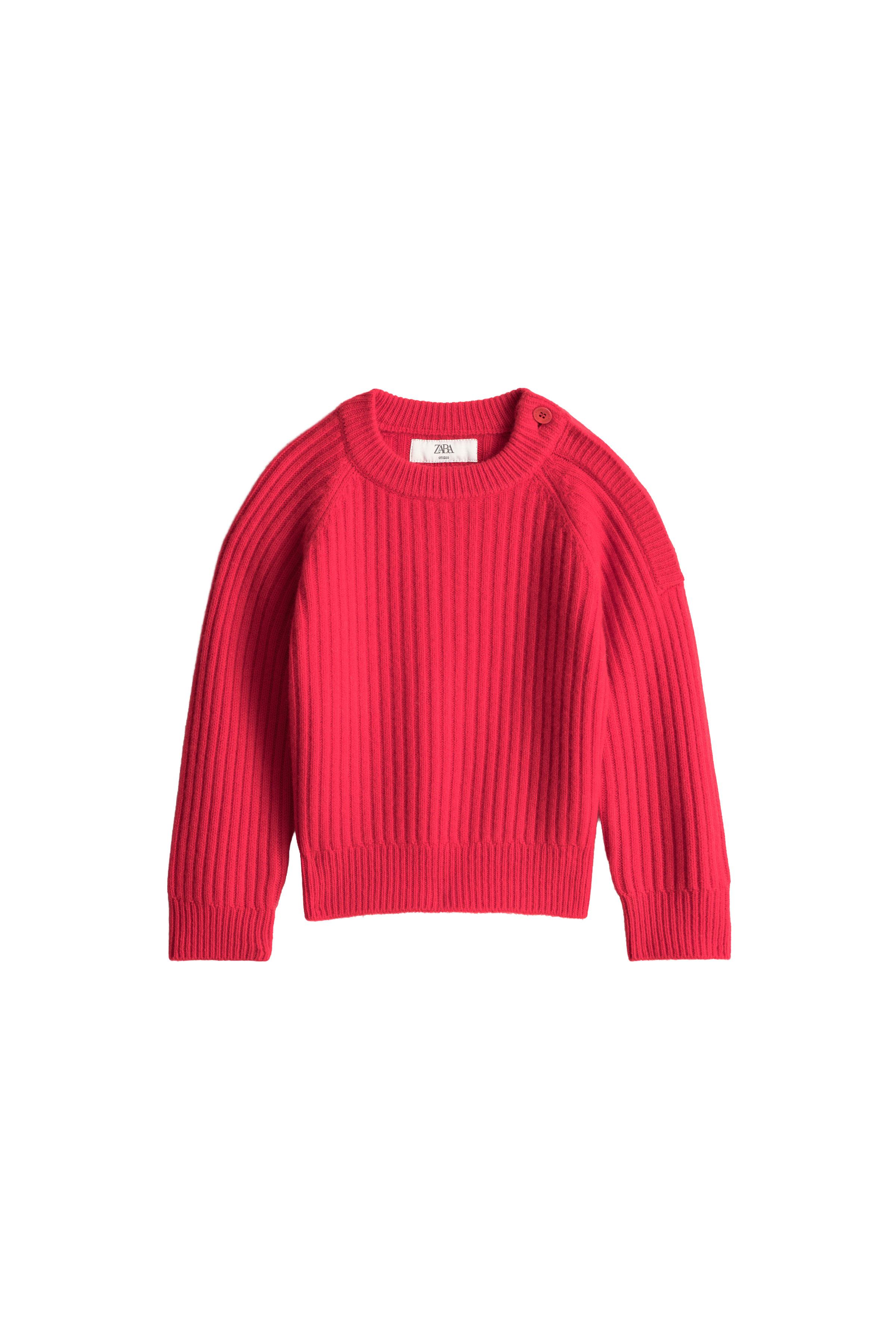 100% WOOL RIBBED BUTTON SWEATER LIMITED EDITION