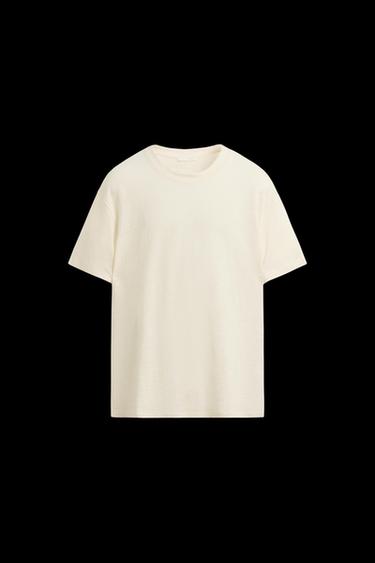 100% LINEN T-SHIRT - Ecru by Zara
