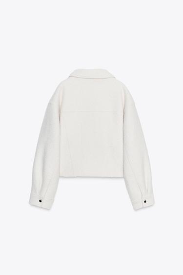VESTE BOUCLETTE POCHES PLAQUÉES - Écru de Zara - Image 6