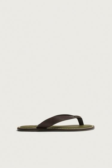 SANDALIA PEL TIRAS LIMITED EDITION - Chocolate de Zara