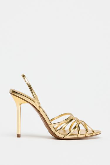 METALLIC-EFFECT HIGH-HEEL SANDALS - Gold by Zara
