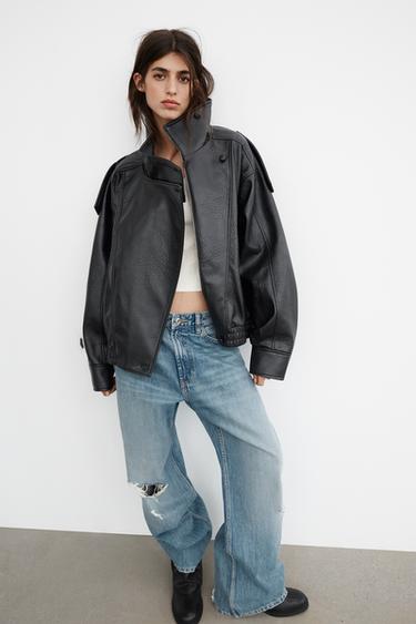 TRF MID-WAIST RIPPED BOYFRIEND JEANS - Blue by Zara