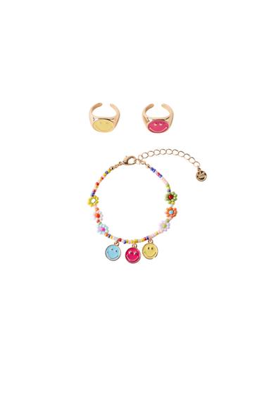 Zara PACK OF RINGS AND BEADED BRACELET SMILEYWORLD ® - Multicolored