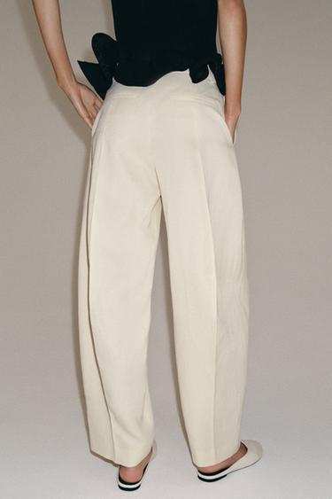 ZW COLLECTION BALLOON TROUSERS WITH LINEN BLEND - Ecru by Zara - Image 2