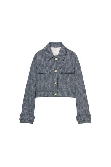 SHORT TEXTURED JACKET - Blue/White by Zara