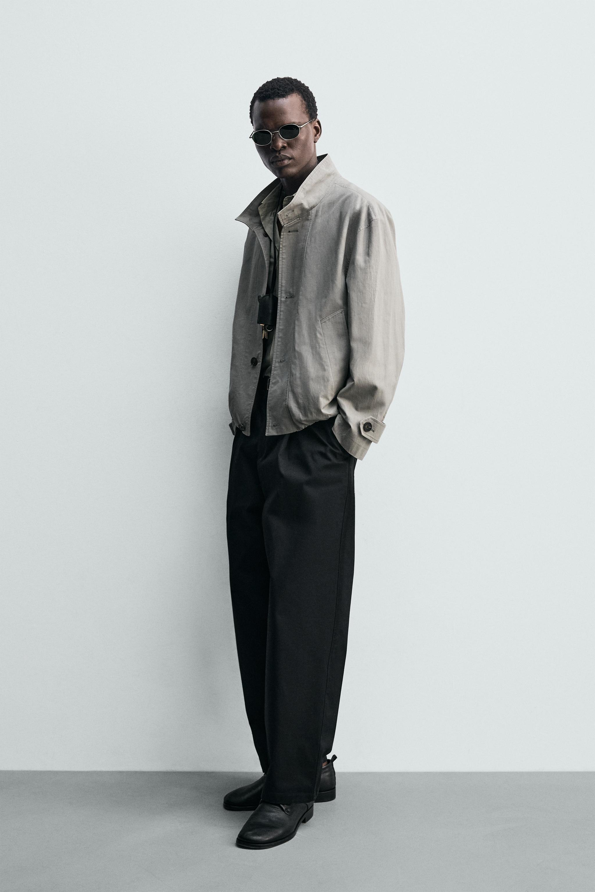 BLOUSON COUPE DÉCONTRACTÉE À CARREAUX TEXTURÉS