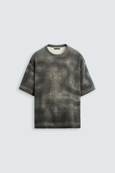 WASHED PRINT KNIT T-SHIRT - Ecru by Zara