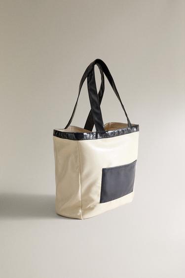 SAC FOURRE-TOUT EFFET VERNI HYDROFUGE - Blanc de Zara - Image 1