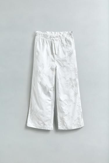 PANTALON BRODÉ BRILLANT - Blanc de Zara - Image 3